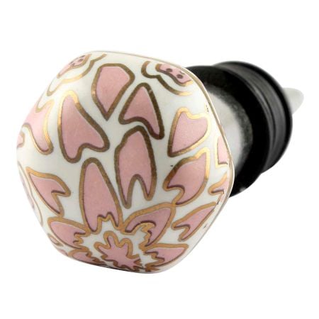 Pink Hexagon Small Ceramic Wine Stopper
